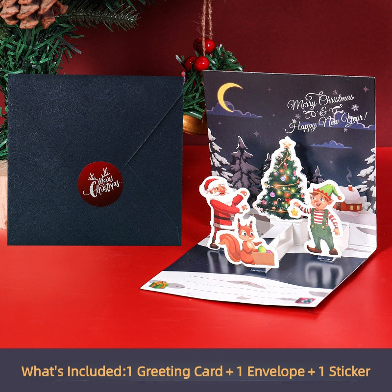 3D Pop-Up Christmas Geeeting card with envelopes and stickers