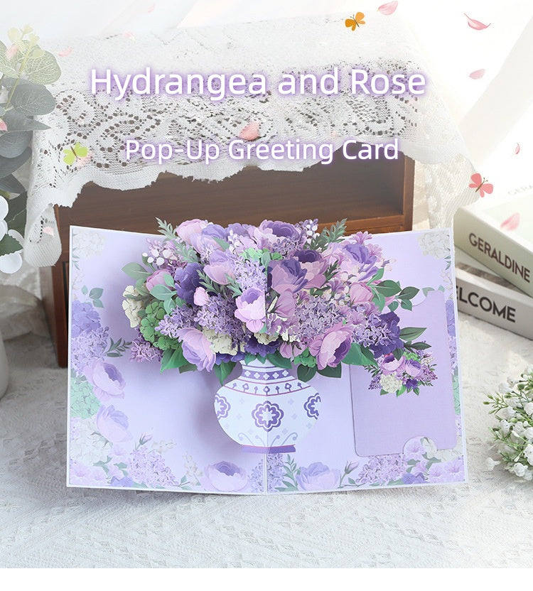 Exquisite Floral Thank You Card - Hydrangea and Rose Design for Gratitude & Blessings