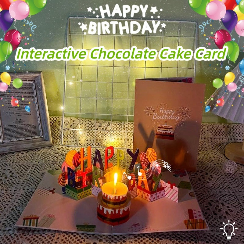 Blow to Extinguish 3D Pop-Up Musical Birthday Card - Chocolate Cake with DIY Number Cards