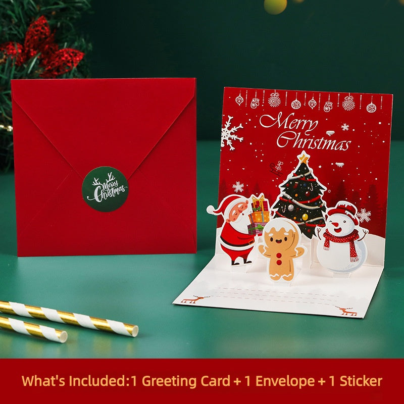 3D Pop-Up Christmas Geeeting card with envelopes and stickers