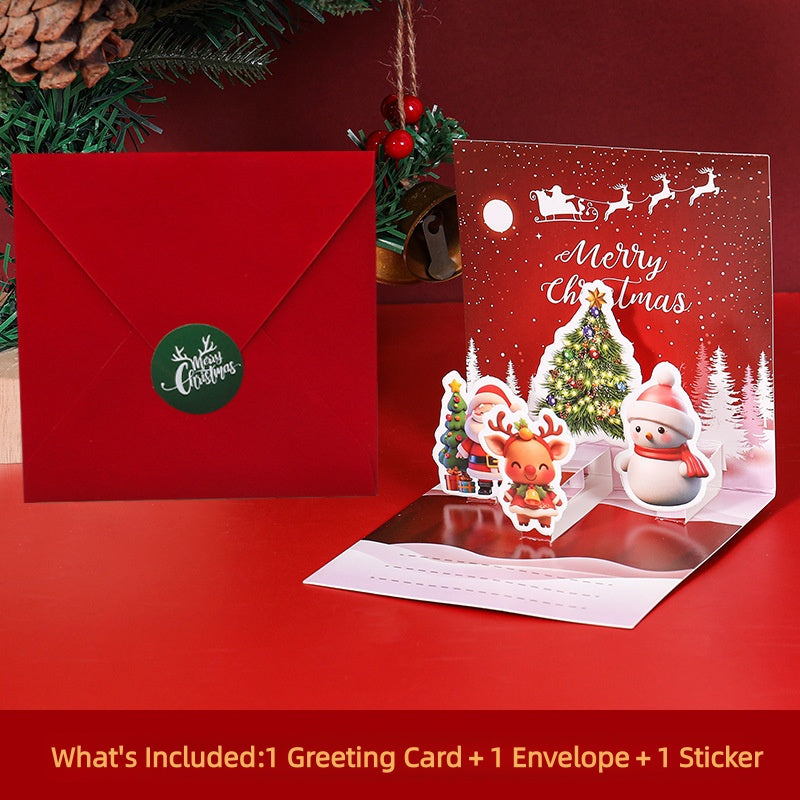 3D Pop-Up Christmas Geeeting card with envelopes and stickers