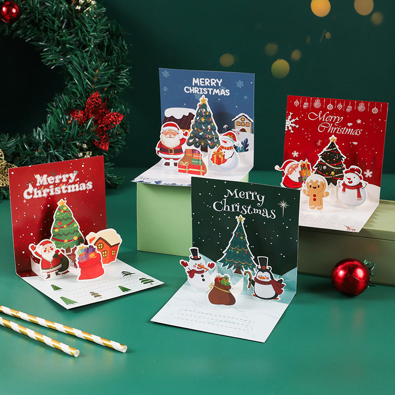 3D Pop-Up Christmas Geeeting card with envelopes and stickers