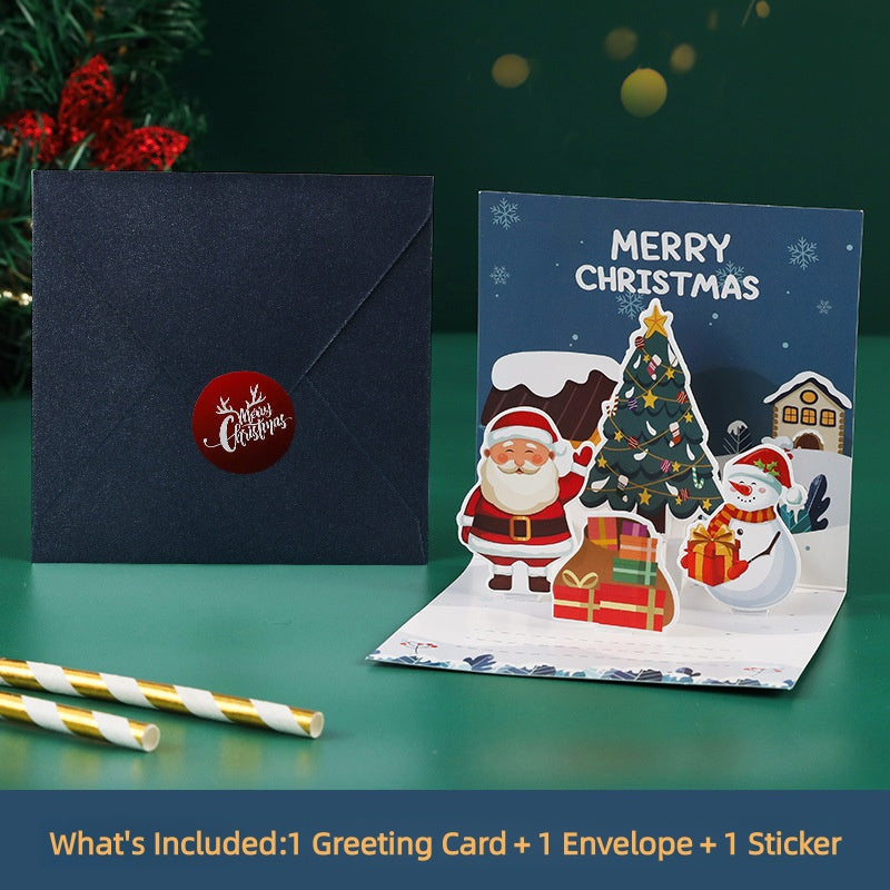 3D Pop-Up Christmas Geeeting card with envelopes and stickers
