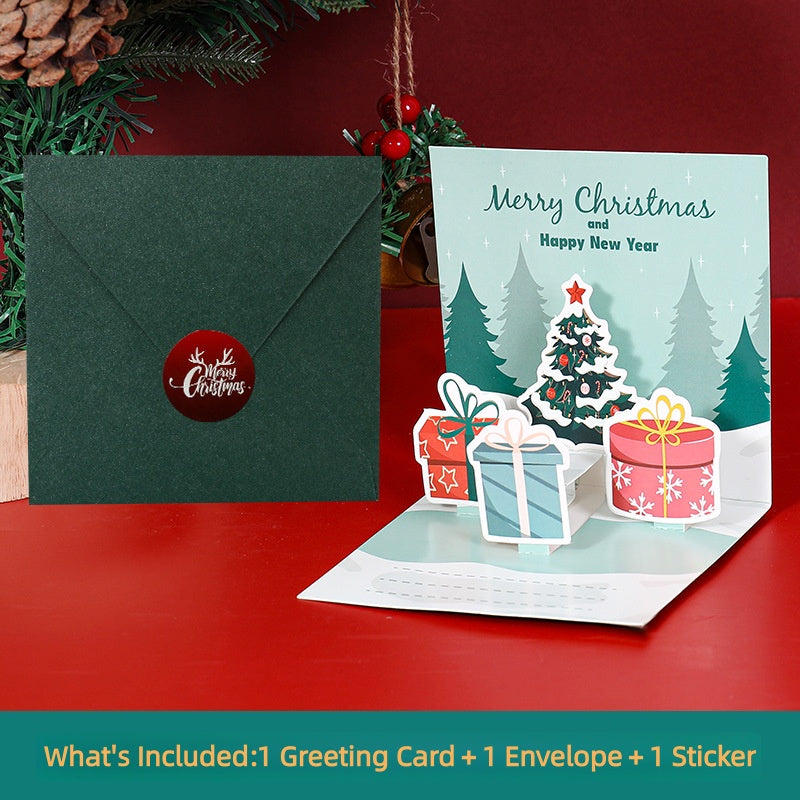 3D Pop-Up Christmas Geeeting card with envelopes and stickers