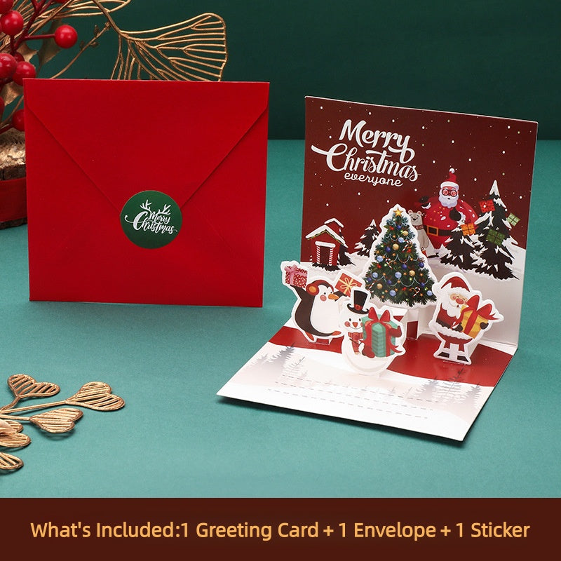 3D Pop-Up Christmas Geeeting card with envelopes and stickers
