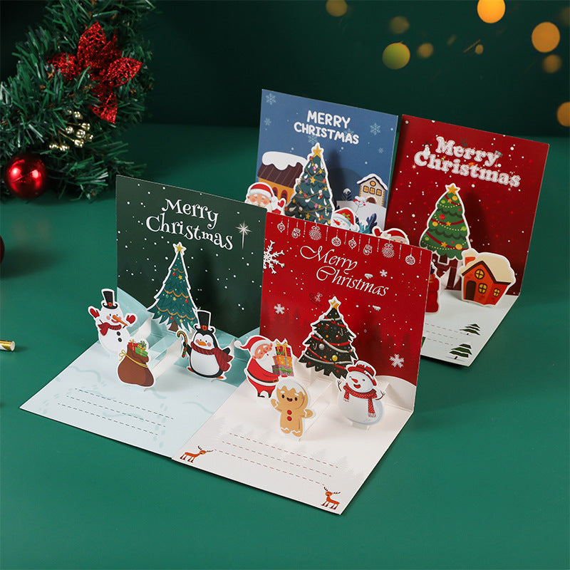 3D Pop-Up Christmas Geeeting card with envelopes and stickers