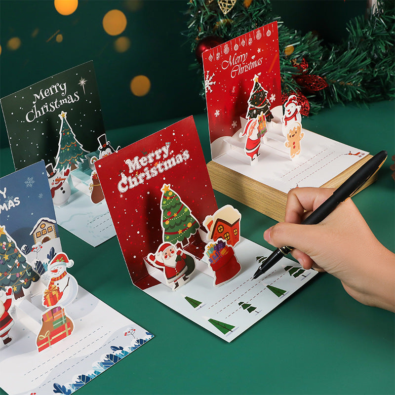 3D Pop-Up Christmas Geeeting card with envelopes and stickers
