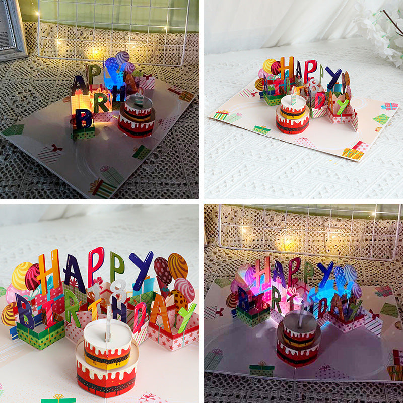 Blow to Extinguish 3D Pop-Up Musical Birthday Card - Chocolate Cake with DIY Number Cards