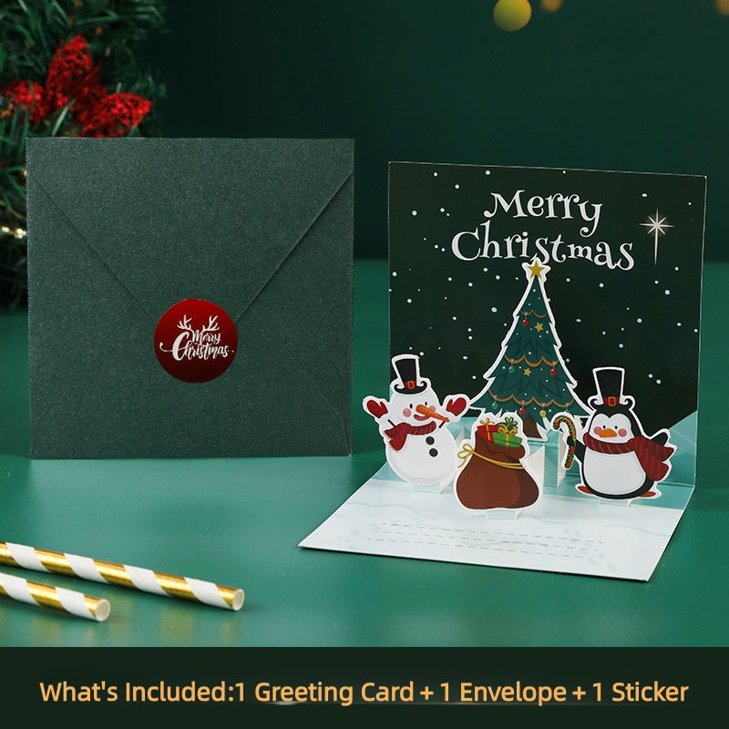 3D Pop-Up Christmas Geeeting card with envelopes and stickers