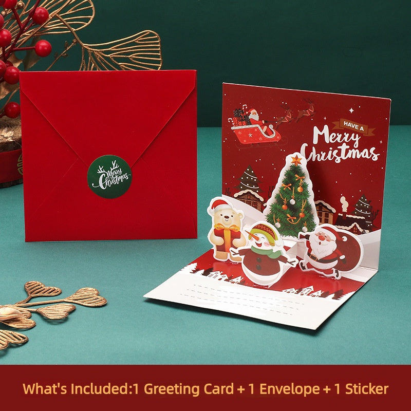 3D Pop-Up Christmas Geeeting card with envelopes and stickers