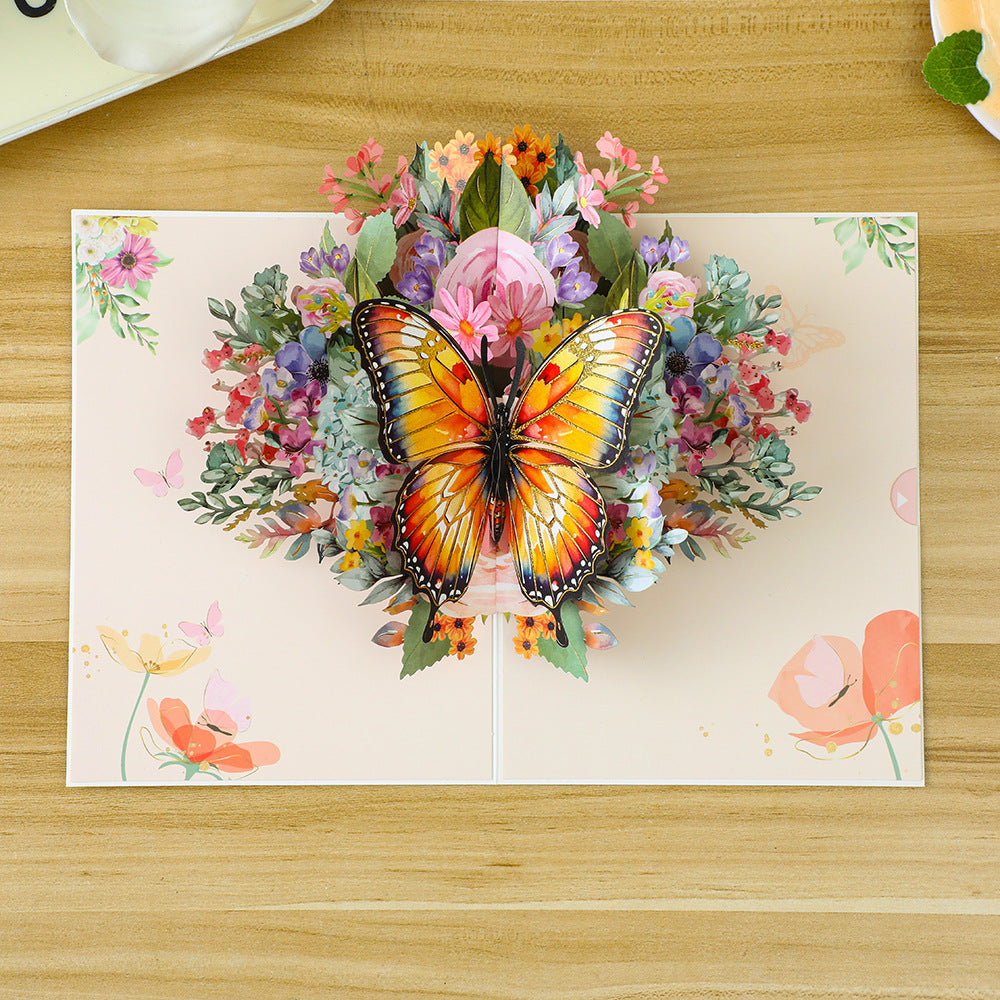 Sunset Serenity 3D Butterfly Card - Handmade Golden Hour Art