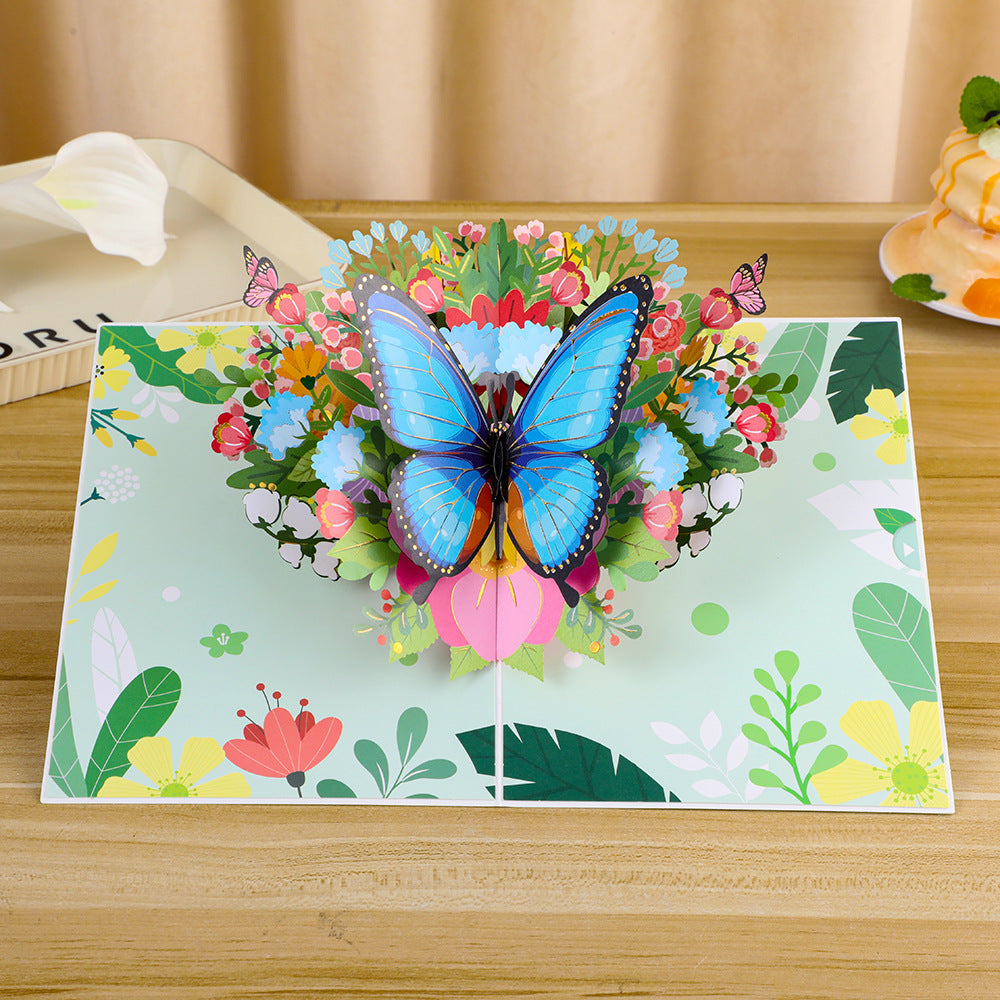A Note of Spring - 3D Butterfly Greeting Card, Handmade