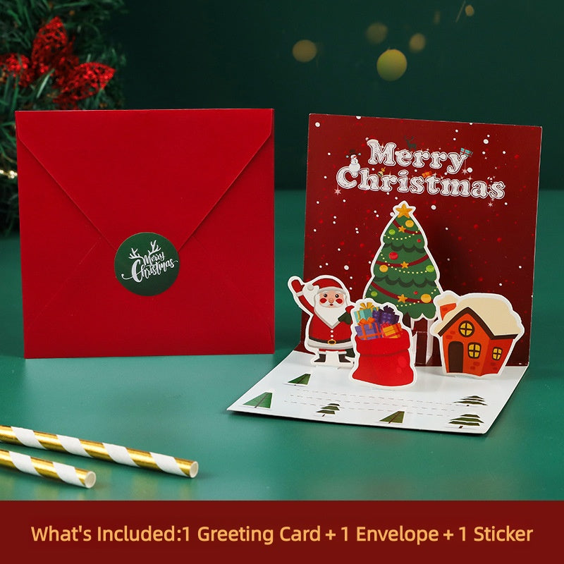 3D Pop-Up Christmas Geeeting card with envelopes and stickers