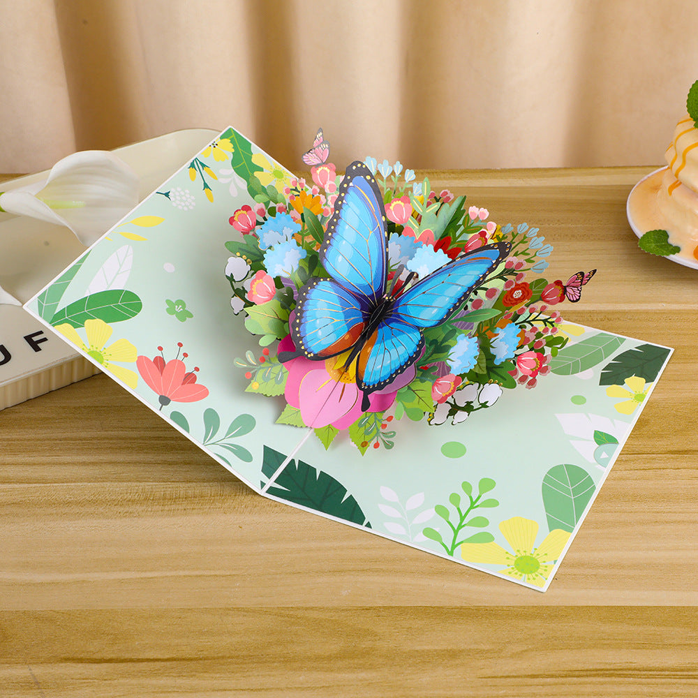 A Note of Spring - 3D Butterfly Greeting Card, Handmade