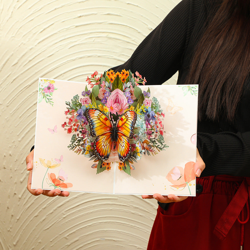 Sunset Serenity 3D Butterfly Card - Handmade Golden Hour Art