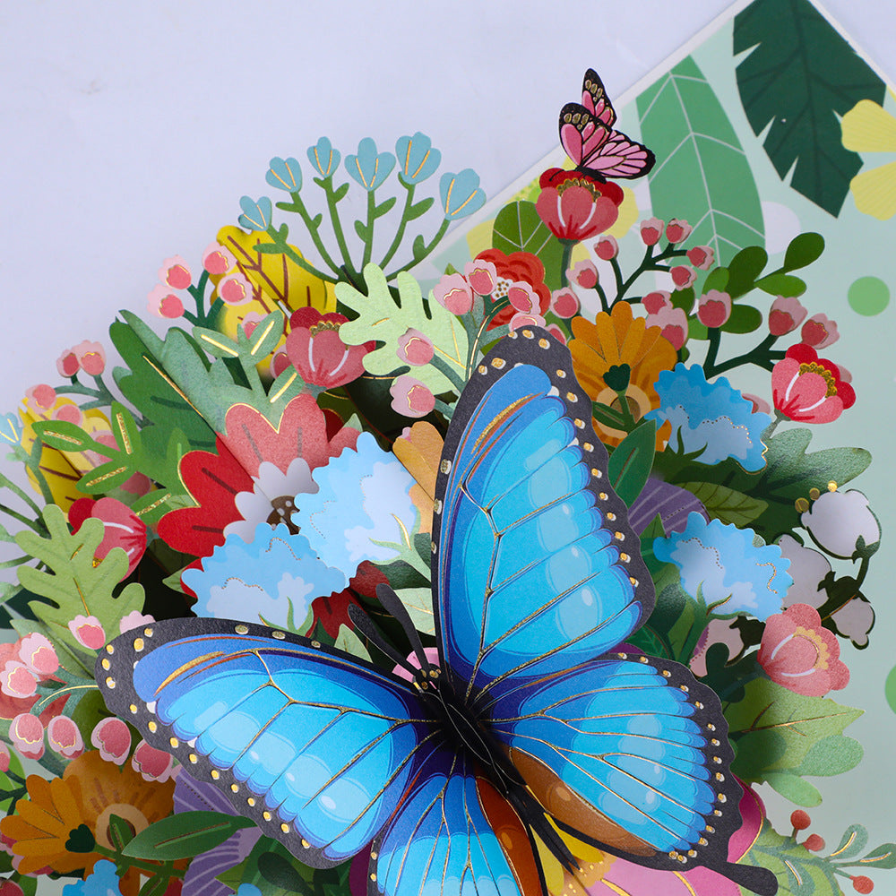 A Note of Spring - 3D Butterfly Greeting Card, Handmade