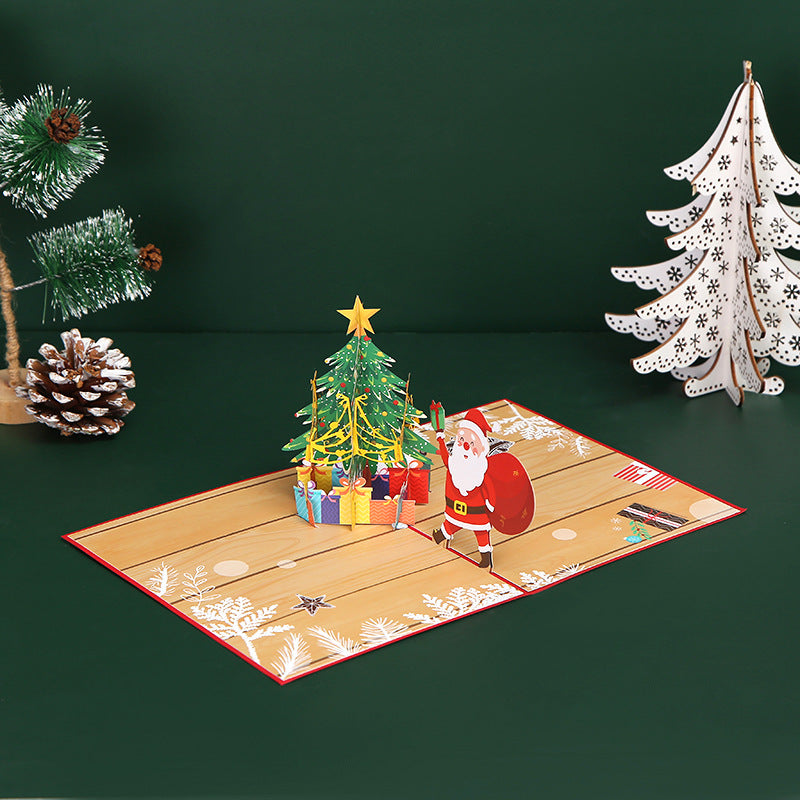 Delightful Santa Pop-Up Card - 3D Laser-Cut Design for Holiday Greetings