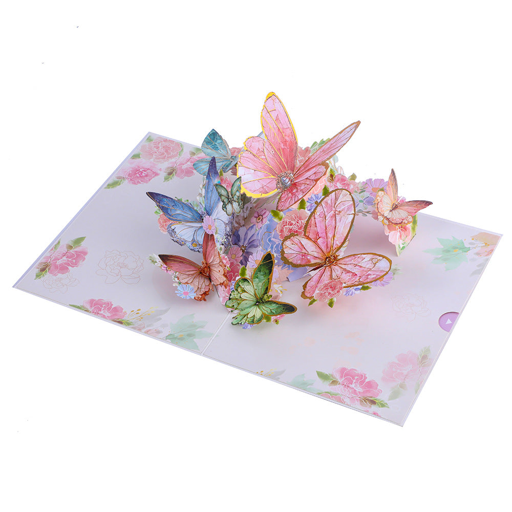 3D Butterfly Elegance: Baroque-Inspired Pink Handcrafted Greeting Cards