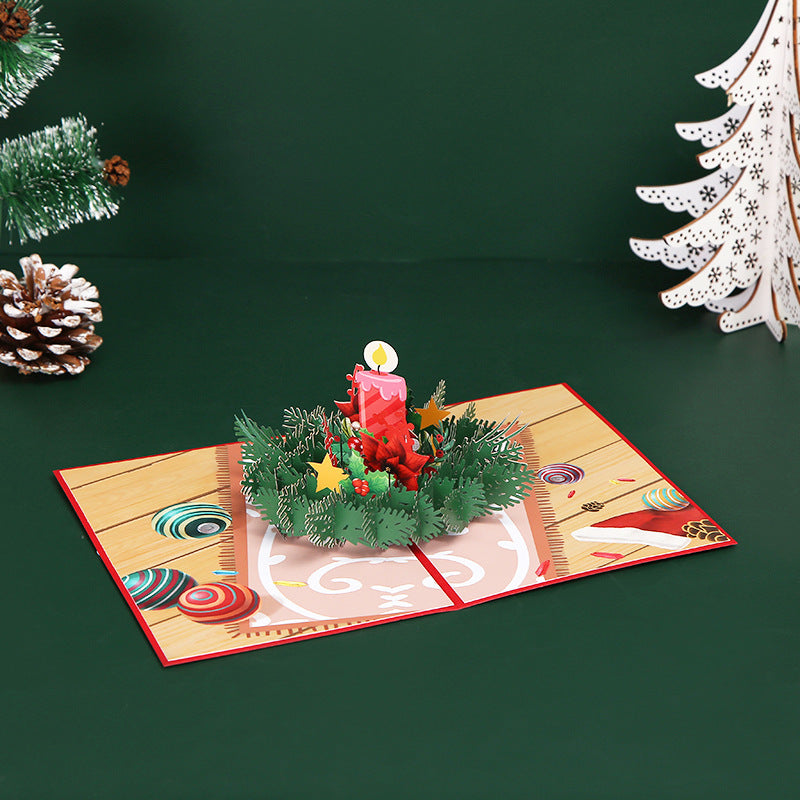 3D Pop-Up Christmas Candle Card - Laser-Cut Paper Sculpture Greeting