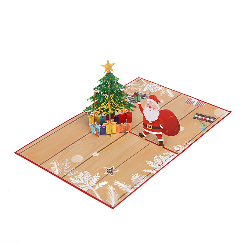 Delightful Santa Pop-Up Card - 3D Laser-Cut Design for Holiday Greetings