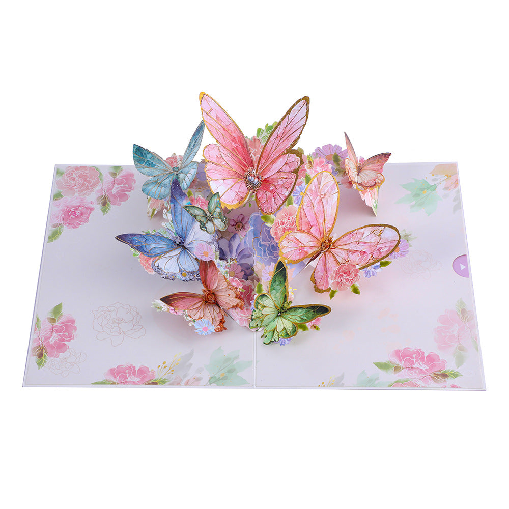 3D Butterfly Elegance: Baroque-Inspired Pink Handcrafted Greeting Cards