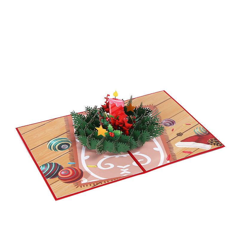 3D Pop-Up Christmas Candle Card - Laser-Cut Paper Sculpture Greeting