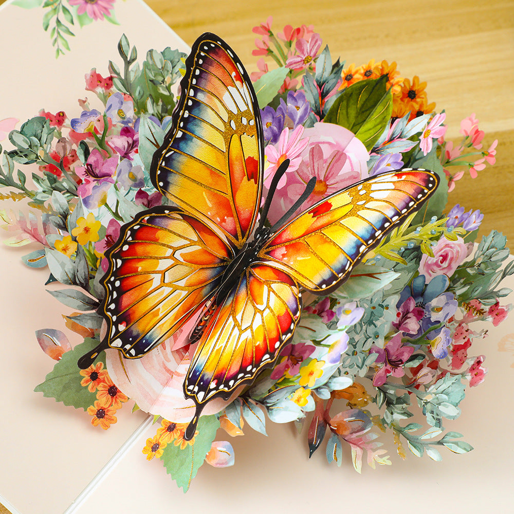 Sunset Serenity 3D Butterfly Card - Handmade Golden Hour Art