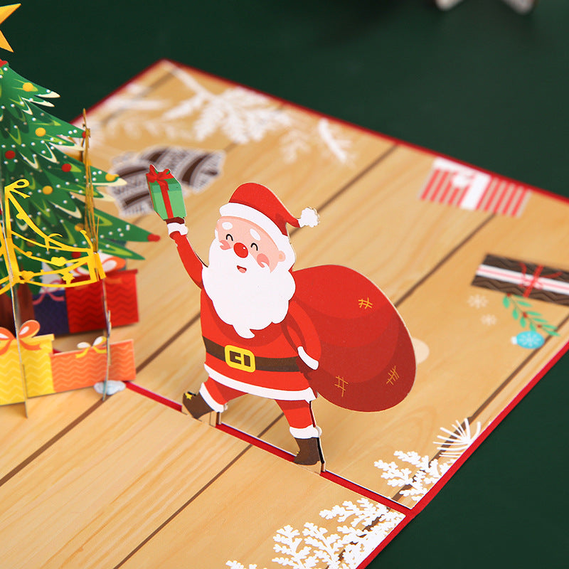 Delightful Santa Pop-Up Card - 3D Laser-Cut Design for Holiday Greetings