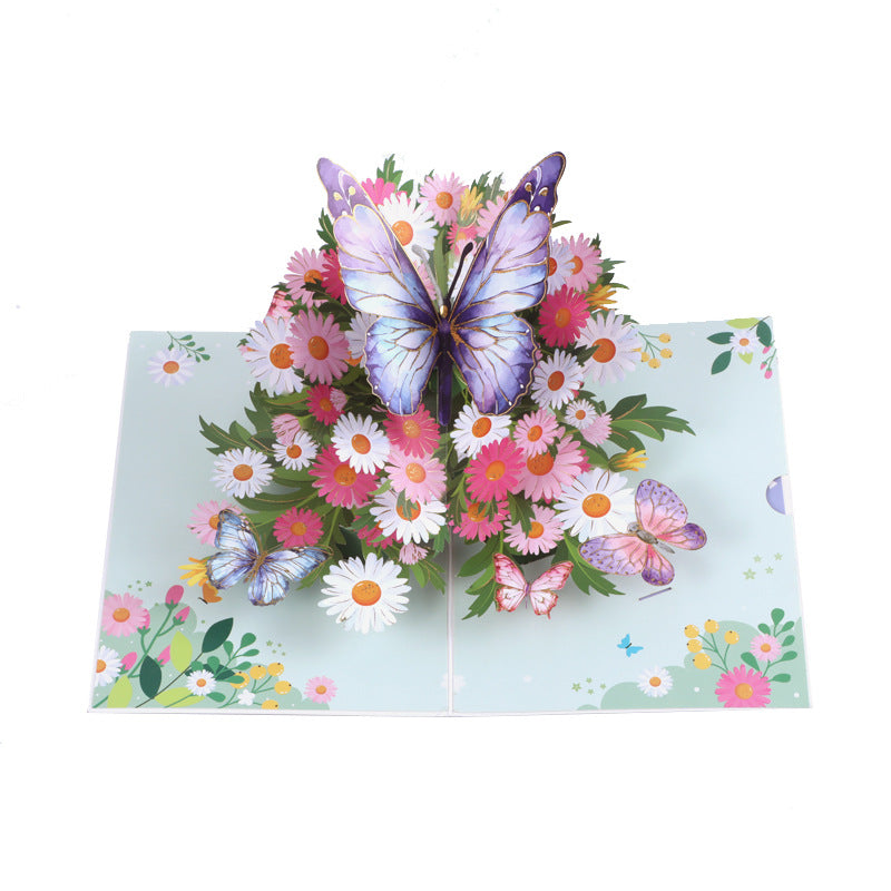 Daisy & 3D Butterfly Greeting Card - Handmade Garden Fresh Design