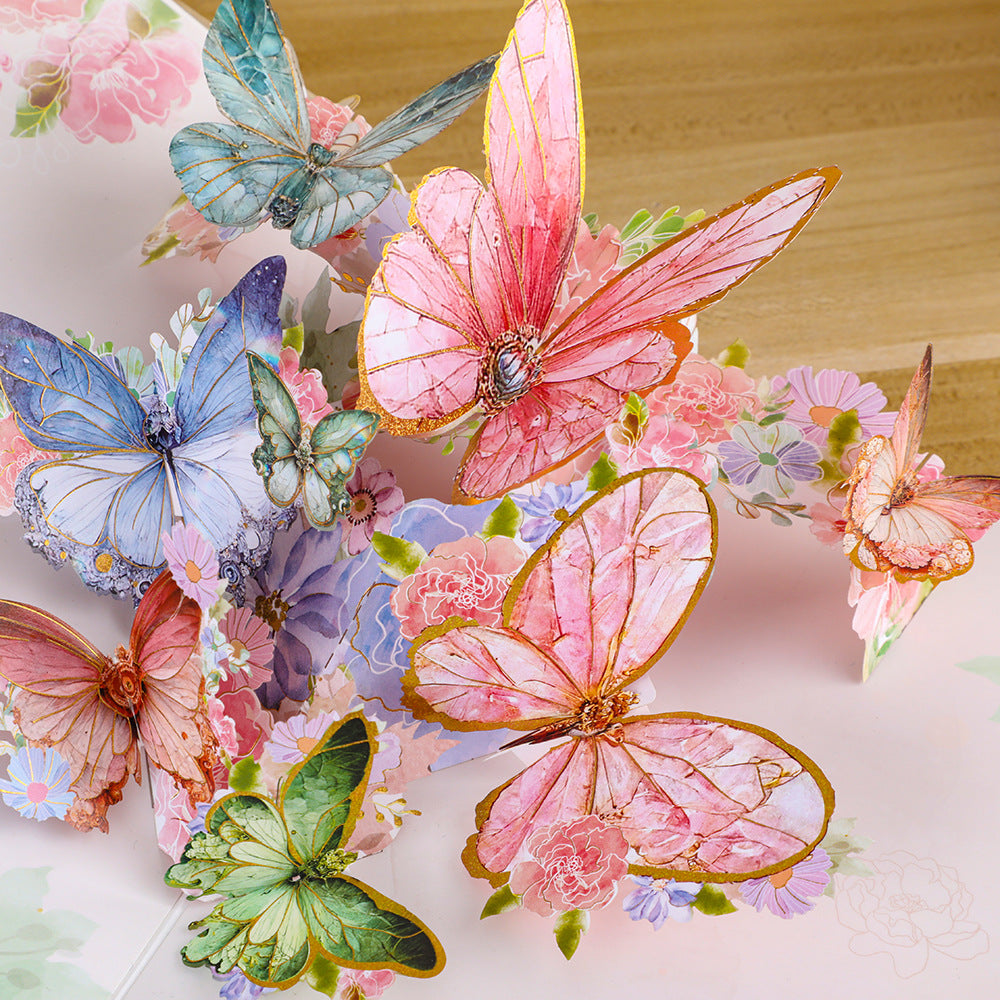 3D Butterfly Elegance: Baroque-Inspired Pink Handcrafted Greeting Cards