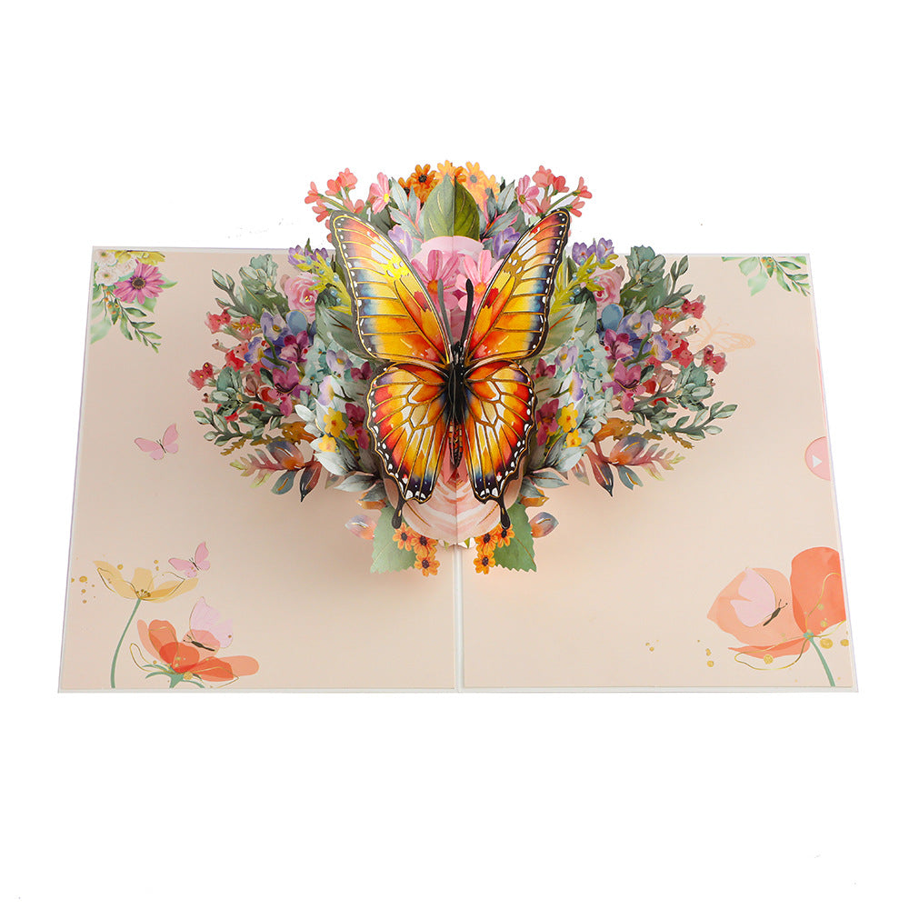 Sunset Serenity 3D Butterfly Card - Handmade Golden Hour Art