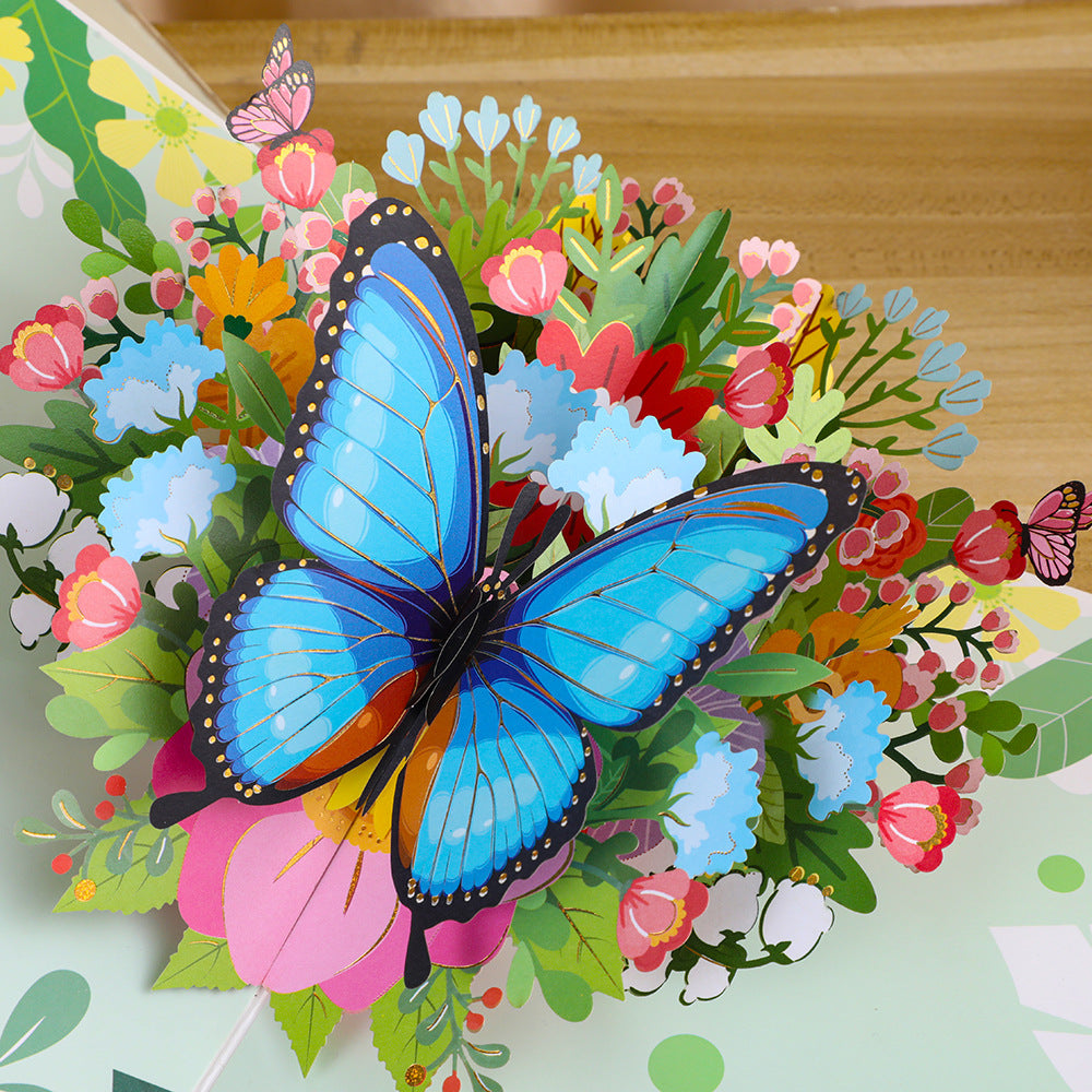 A Note of Spring - 3D Butterfly Greeting Card, Handmade