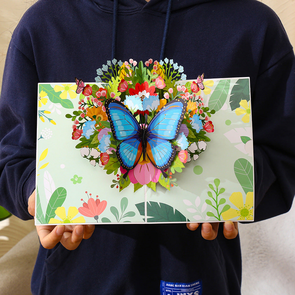 A Note of Spring - 3D Butterfly Greeting Card, Handmade