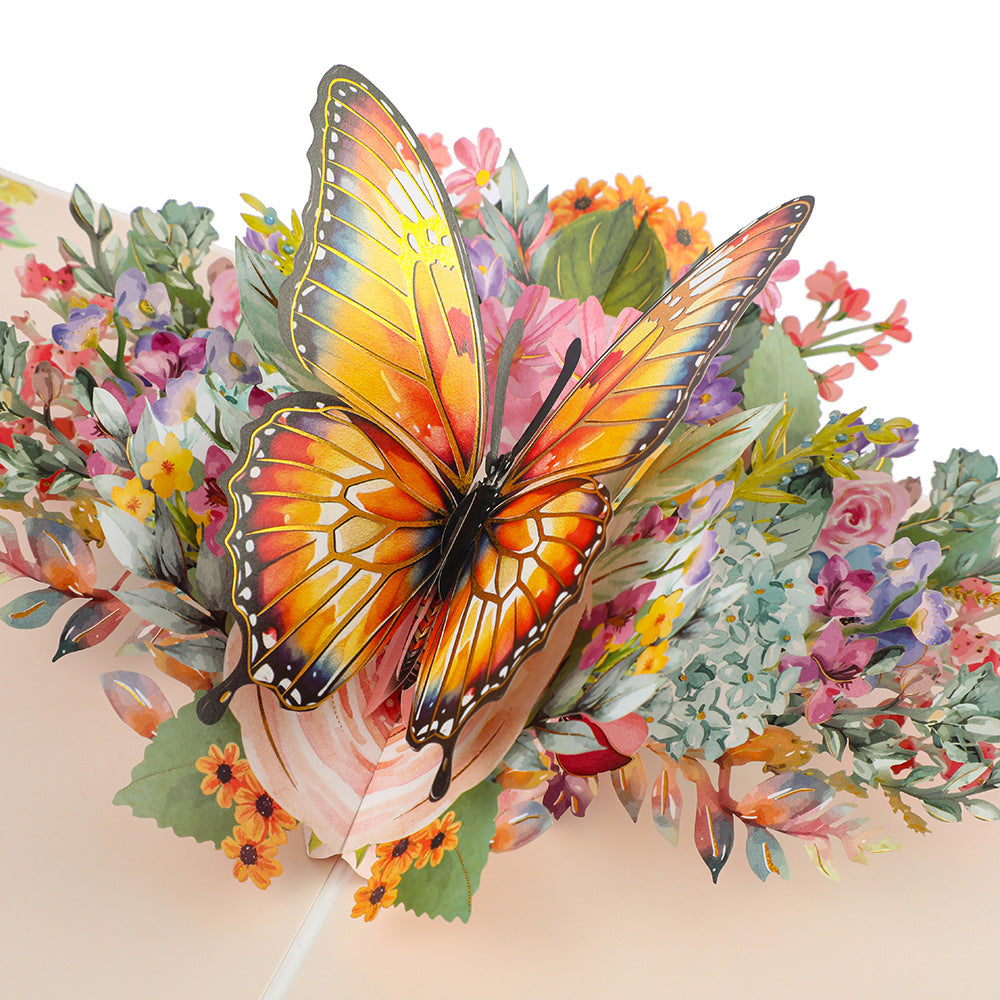 Sunset Serenity 3D Butterfly Card - Handmade Golden Hour Art