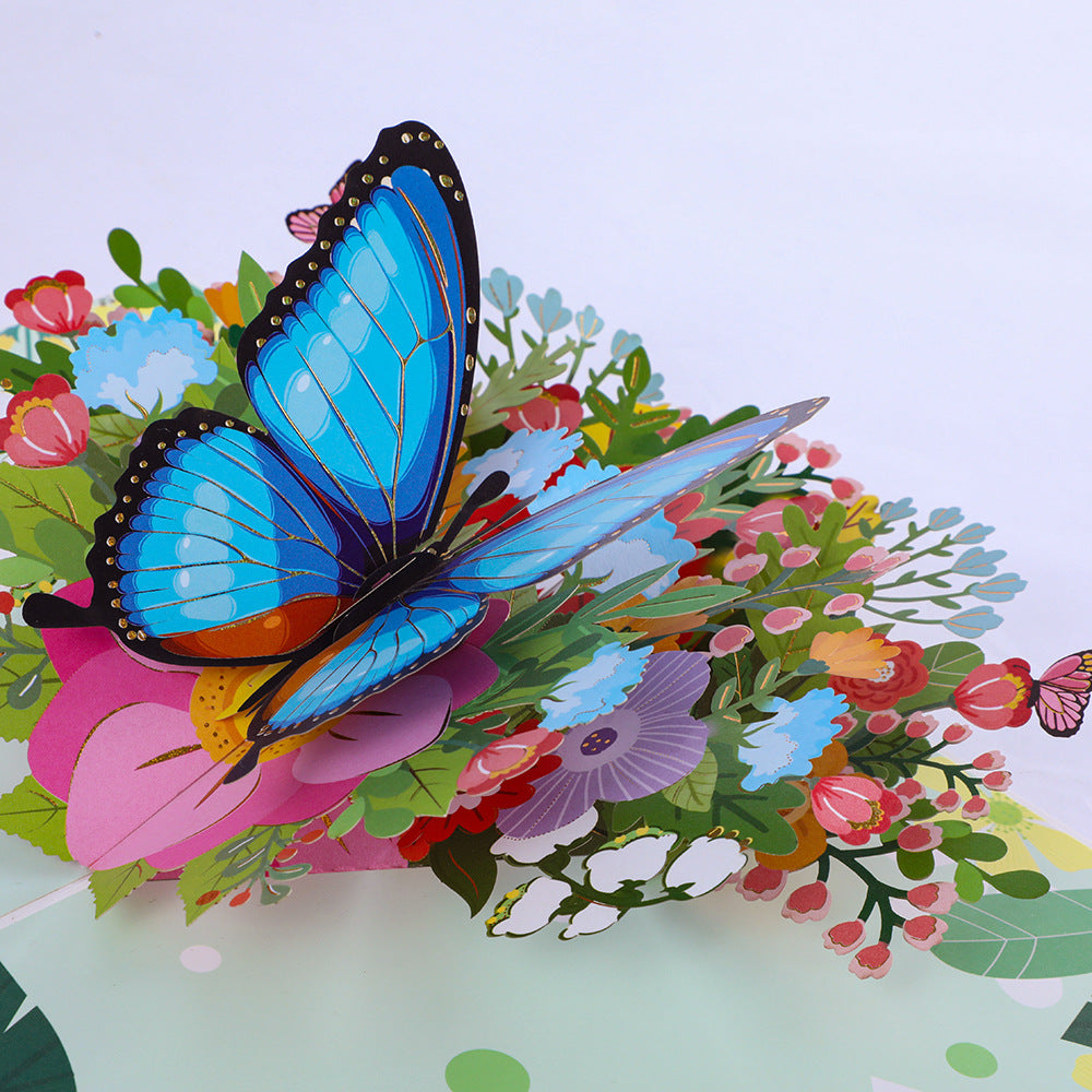 A Note of Spring - 3D Butterfly Greeting Card, Handmade