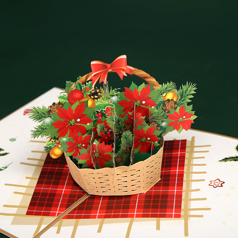 Handmade 3D Floral Basket Card - A Bounty of Blooms for Thanksgiving