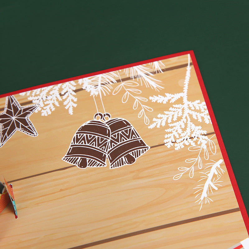 Delightful Santa Pop-Up Card - 3D Laser-Cut Design for Holiday Greetings