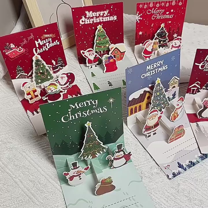 3D Pop-Up Christmas Geeeting card with envelopes and stickers